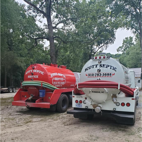 Scott Septic Service pump trucks in Robbins, NC